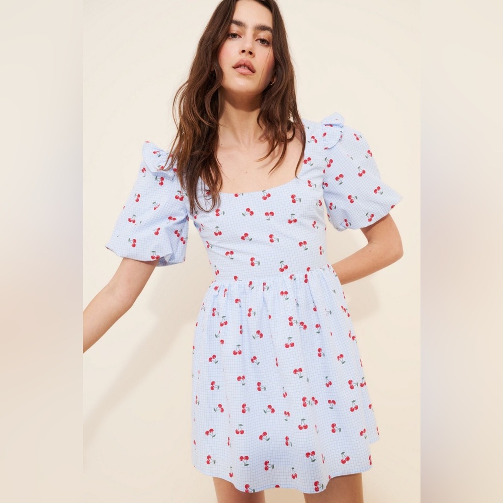 The Frolic Channel Frill Puff Sleeve Mini Dress